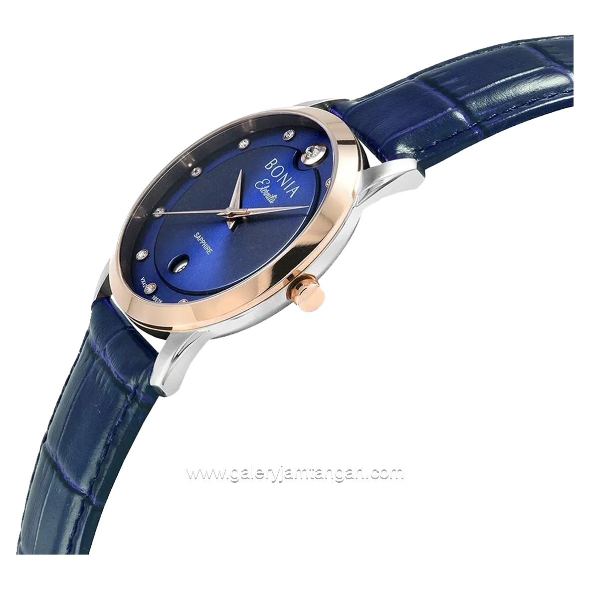 BONIA BNB10576-1387 Blue Rosegold Leather Strap