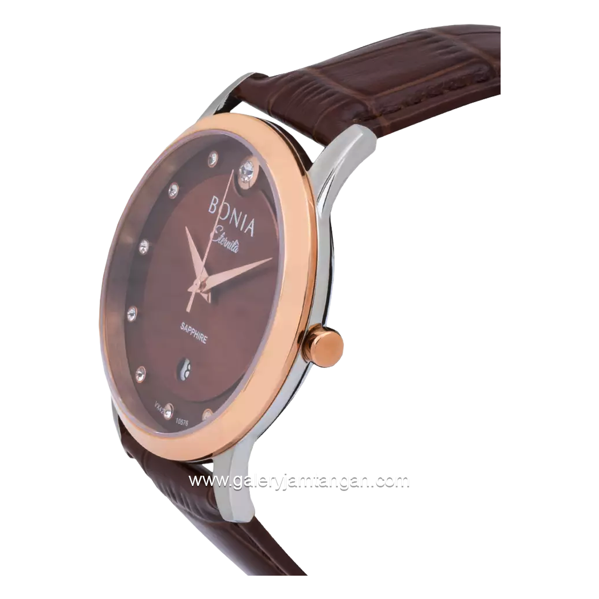 BONIA BNB10576-1347 Brown Rosegold Leather Strap
