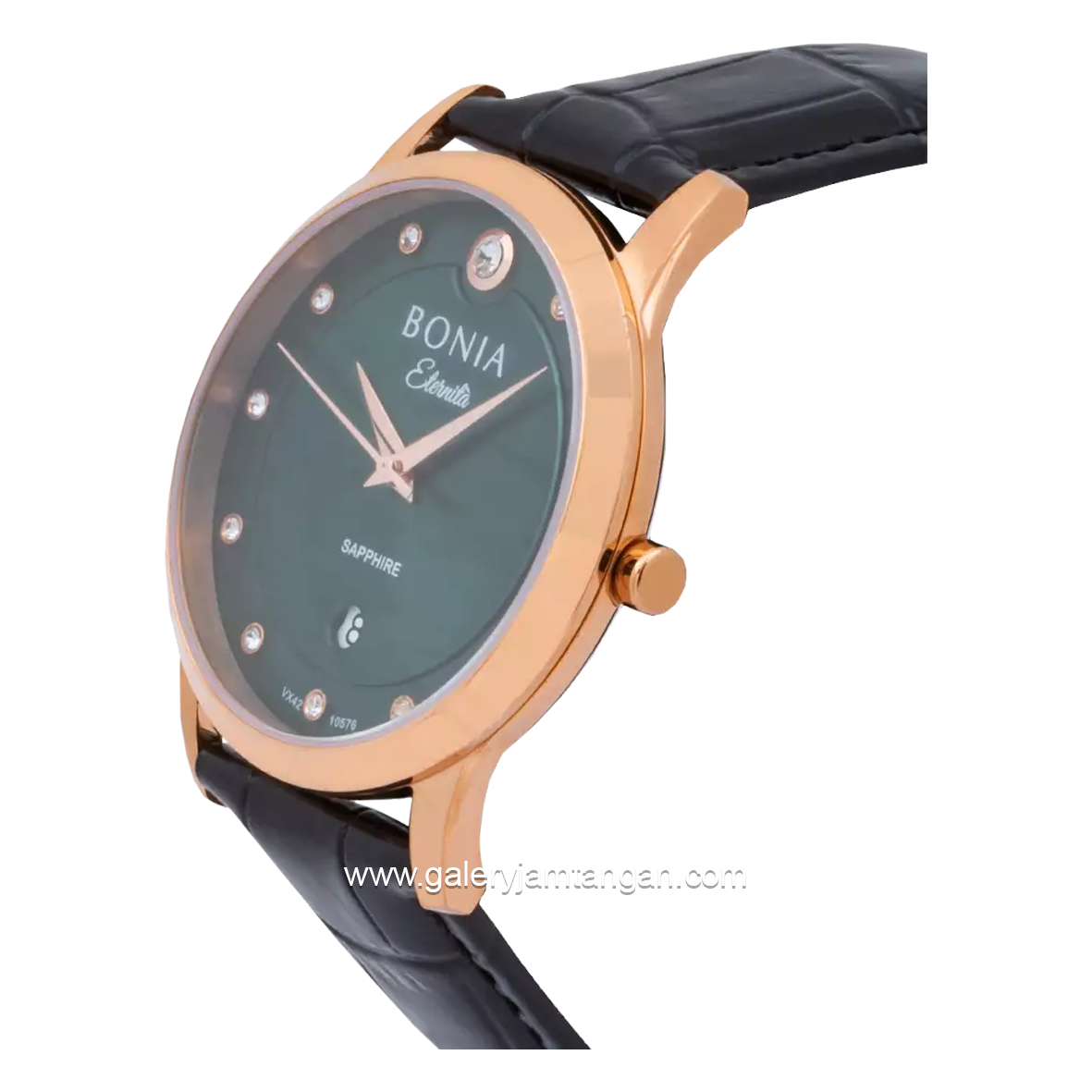 BONIA BNB10576-1599 Black Rosegold For Man Dial Green Leather Strap