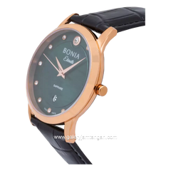 BONIA BNB10576-1599 Black Rosegold For Man Dial Green Leather Strap
