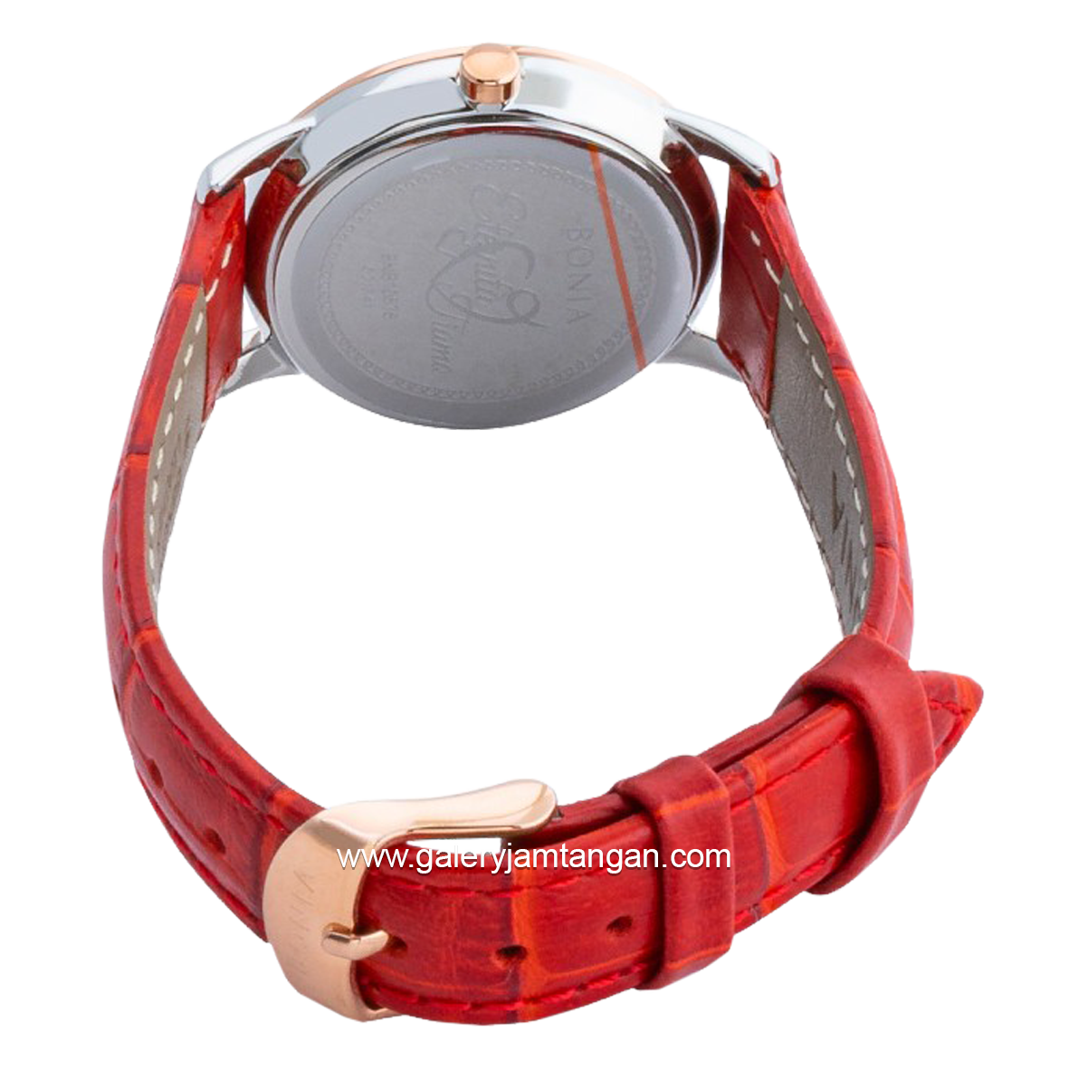 BONIA BNB10576-2367 Red Rosegold Leather Strap