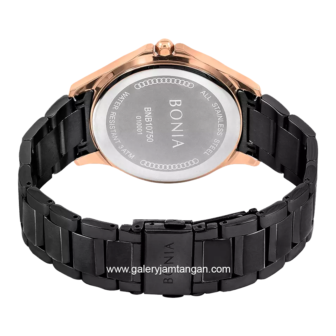 BONIA BNB10750-1032 Black Rosegold Stainless Steel