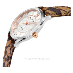BONIA BNB10771-1313 Brown Sapphire Crystal Monogram Leather Strap