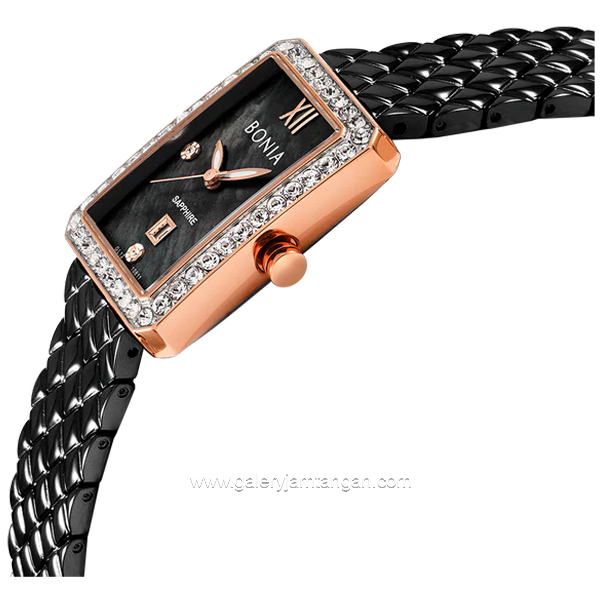 BONIA BNB10811-2033S Black Rosegold Sapphire Crystal Stainless Steel