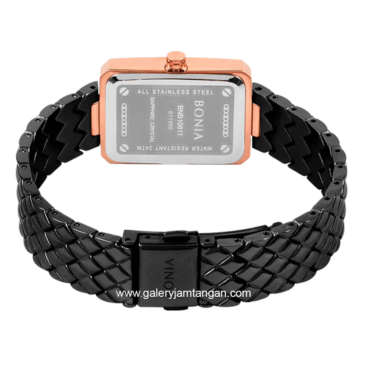 BONIA BNB10811-2033S Black Rosegold Sapphire Crystal Stainless Steel