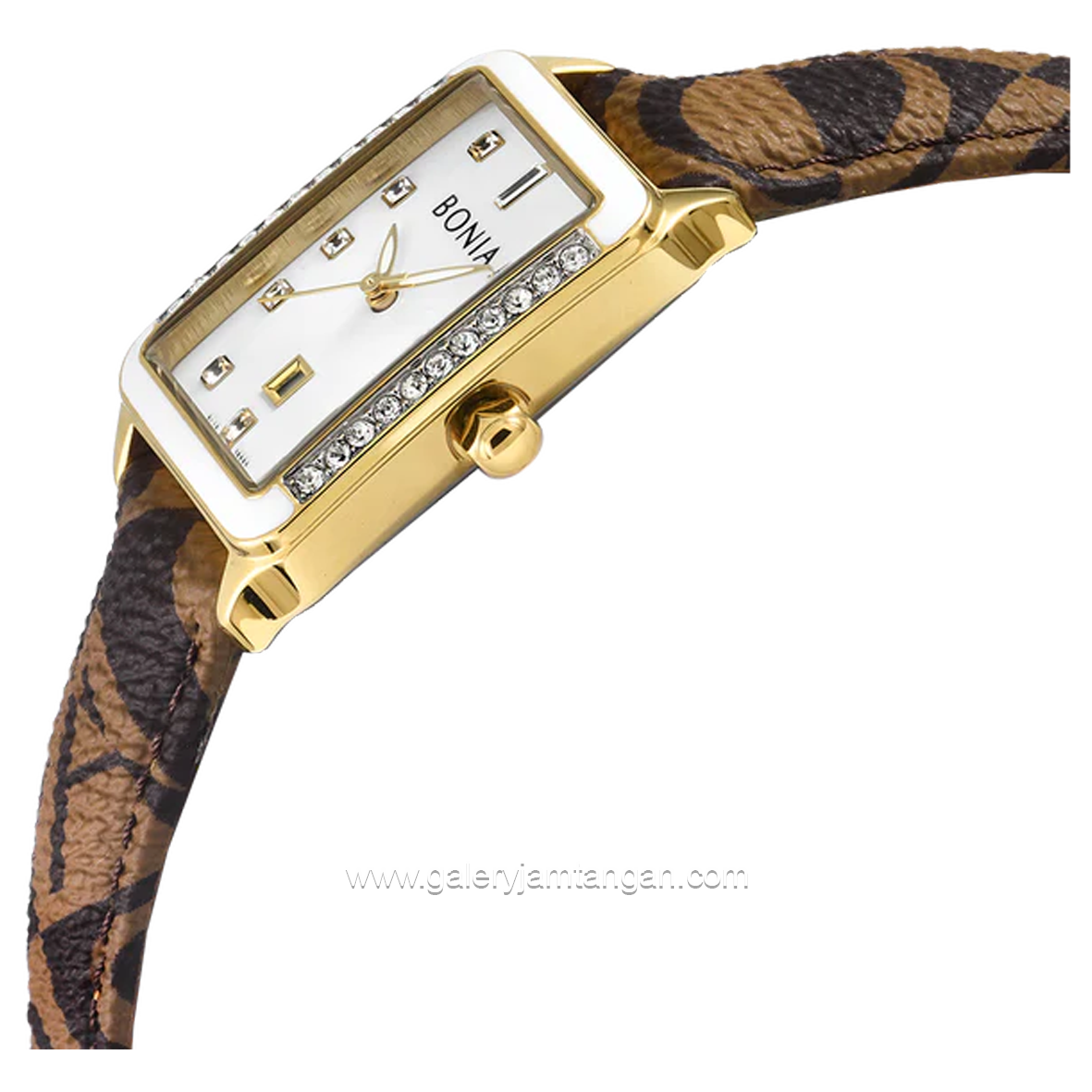 BONIA BNB10829-2217S Brown Gold Dial White Leather Strap