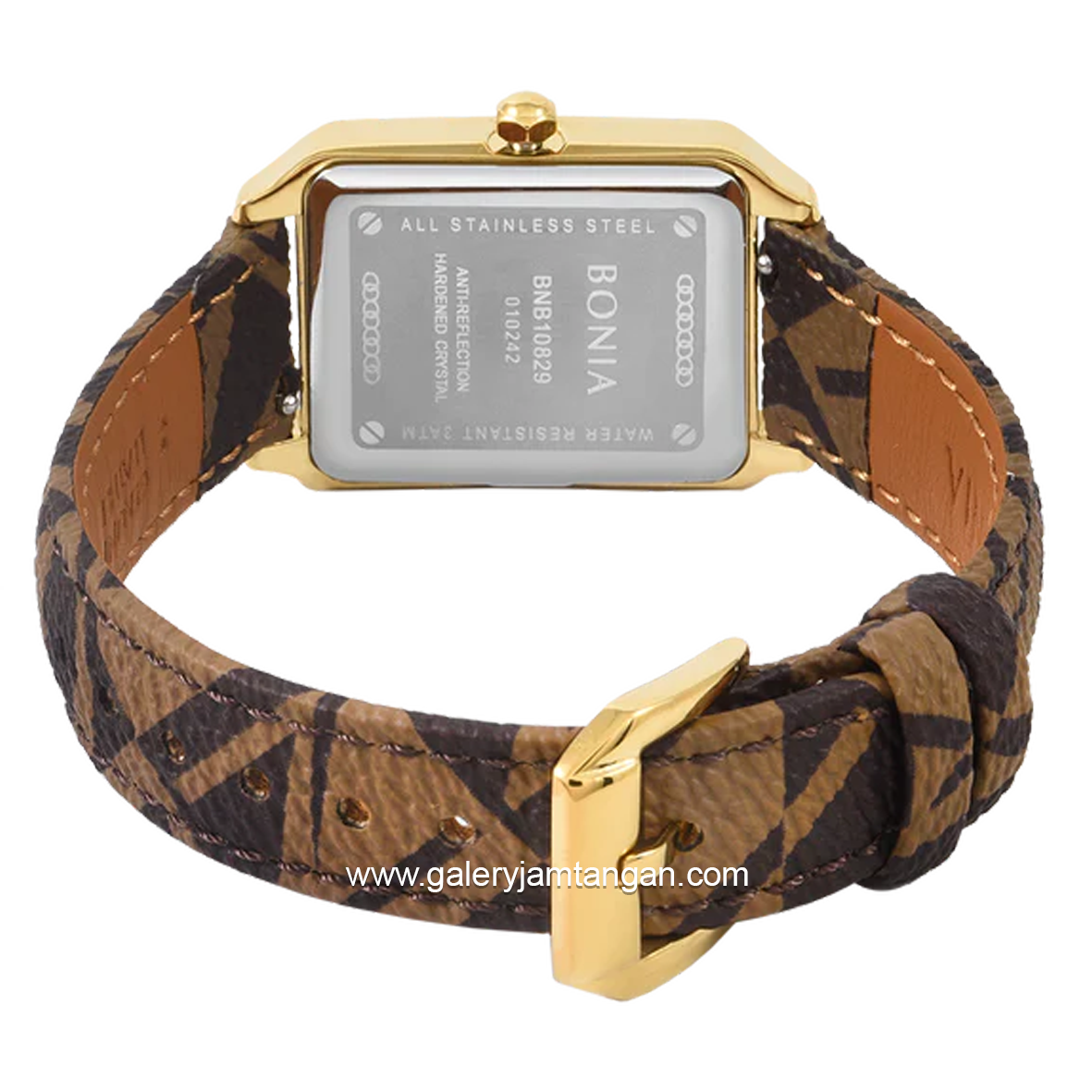 BONIA BNB10829-2217S Brown Gold Dial White Leather Strap