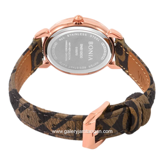 BONIA BNB10830-2517S Brown Rosegold Dial White Leather Strap