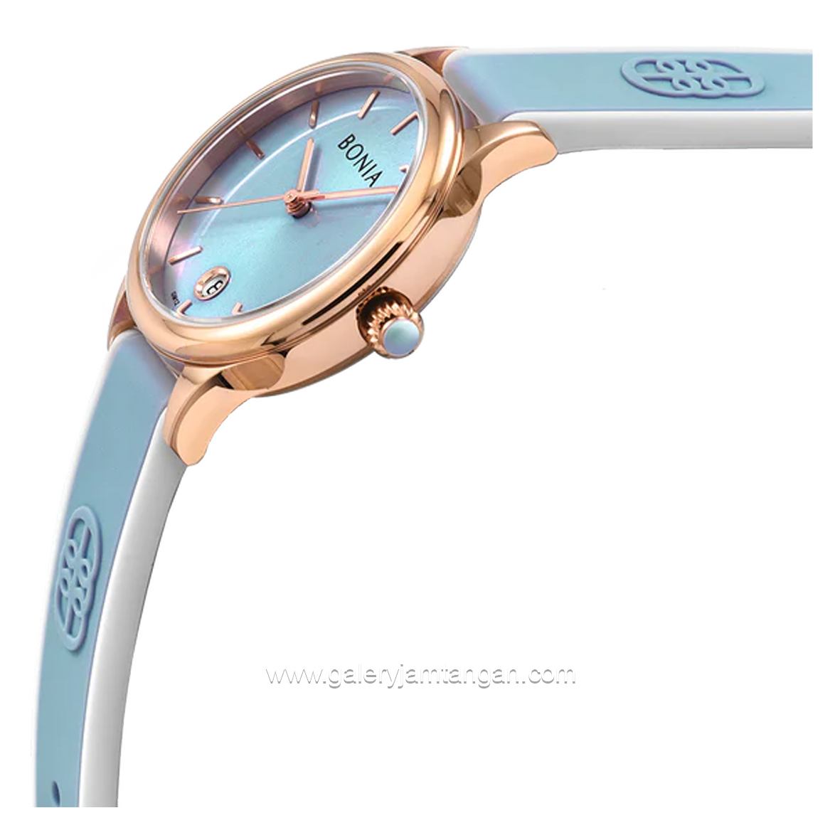 BONIA BNB10838-2582 Blue Rosegold Rubber Strap