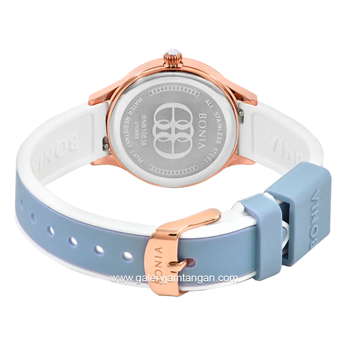 BONIA BNB10838-2582 Blue Rosegold Rubber Strap