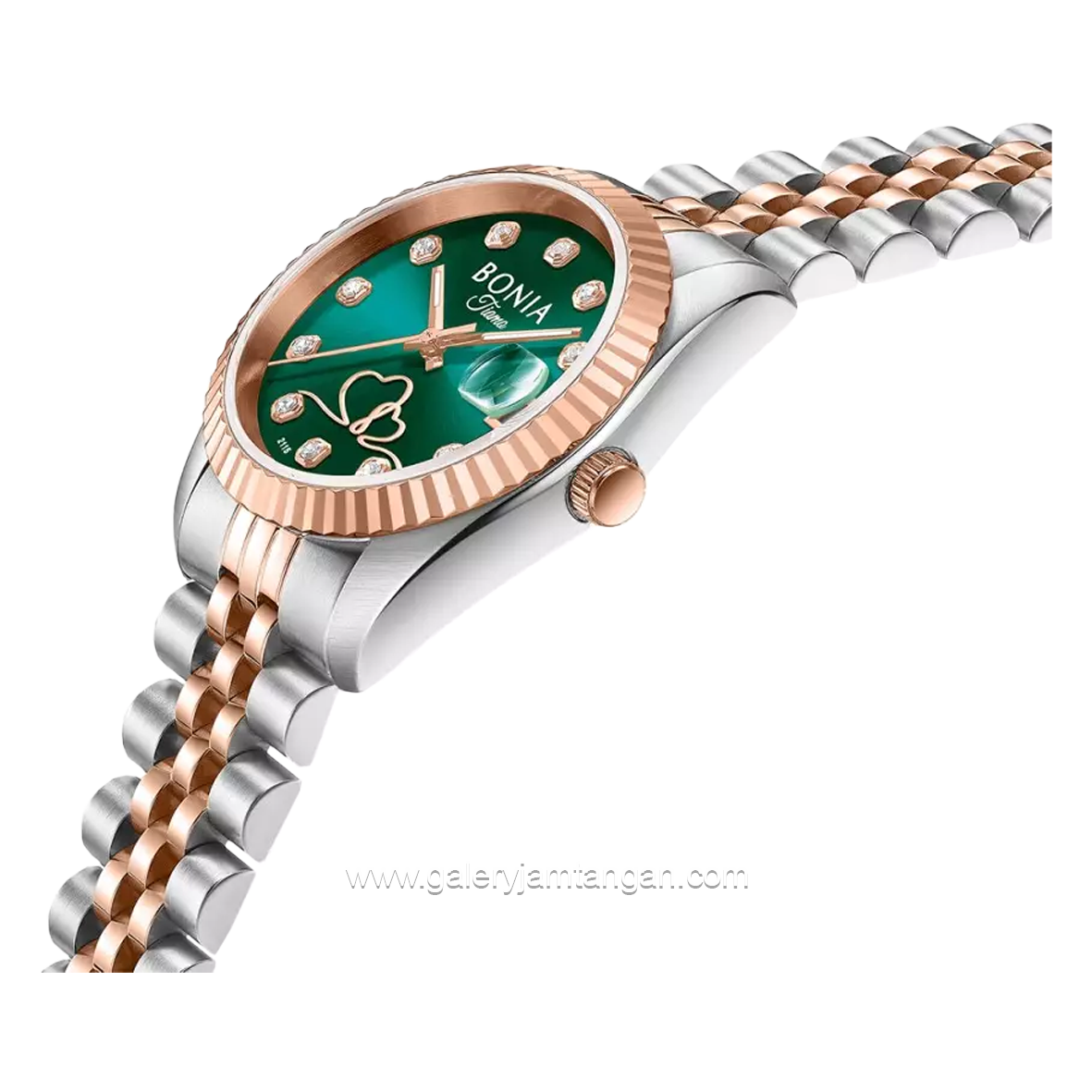 BONIA BNB10873-2687 Silver Rosegold Dial Green Stainless Steel