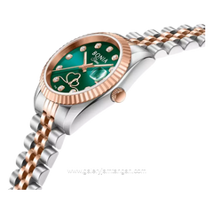 BONIA BNB10873-2687 Silver Rosegold Dial Green Stainless Steel