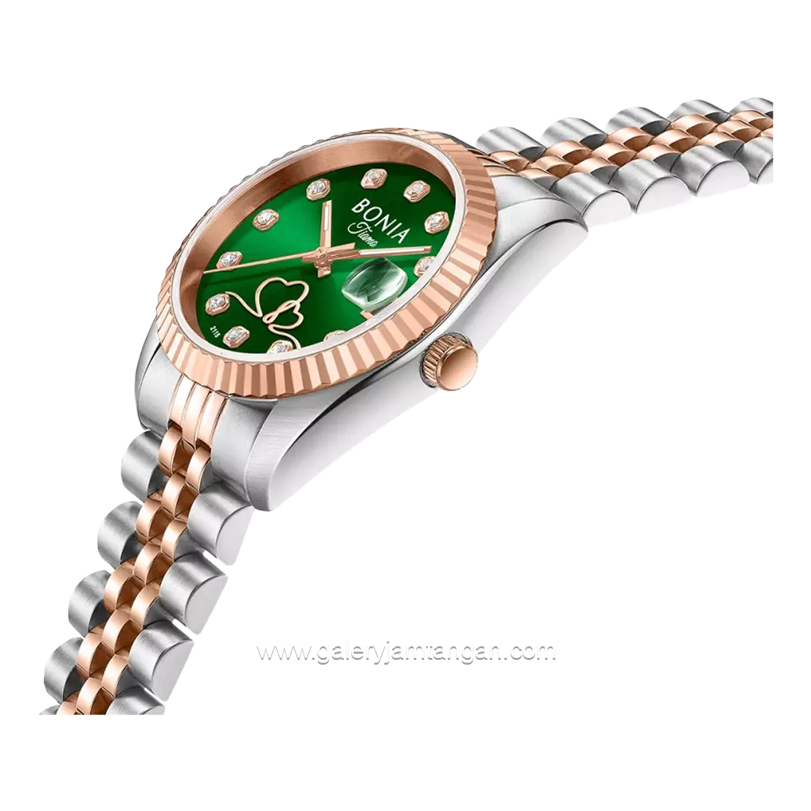 BONIA BNB10873-2697 Silver Rosegold Dial Green Stainless Steel