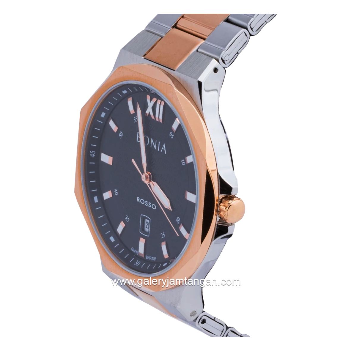 BONIA BNR181-1633S Silver Rosegold Dial Black Stainless Steel Strap