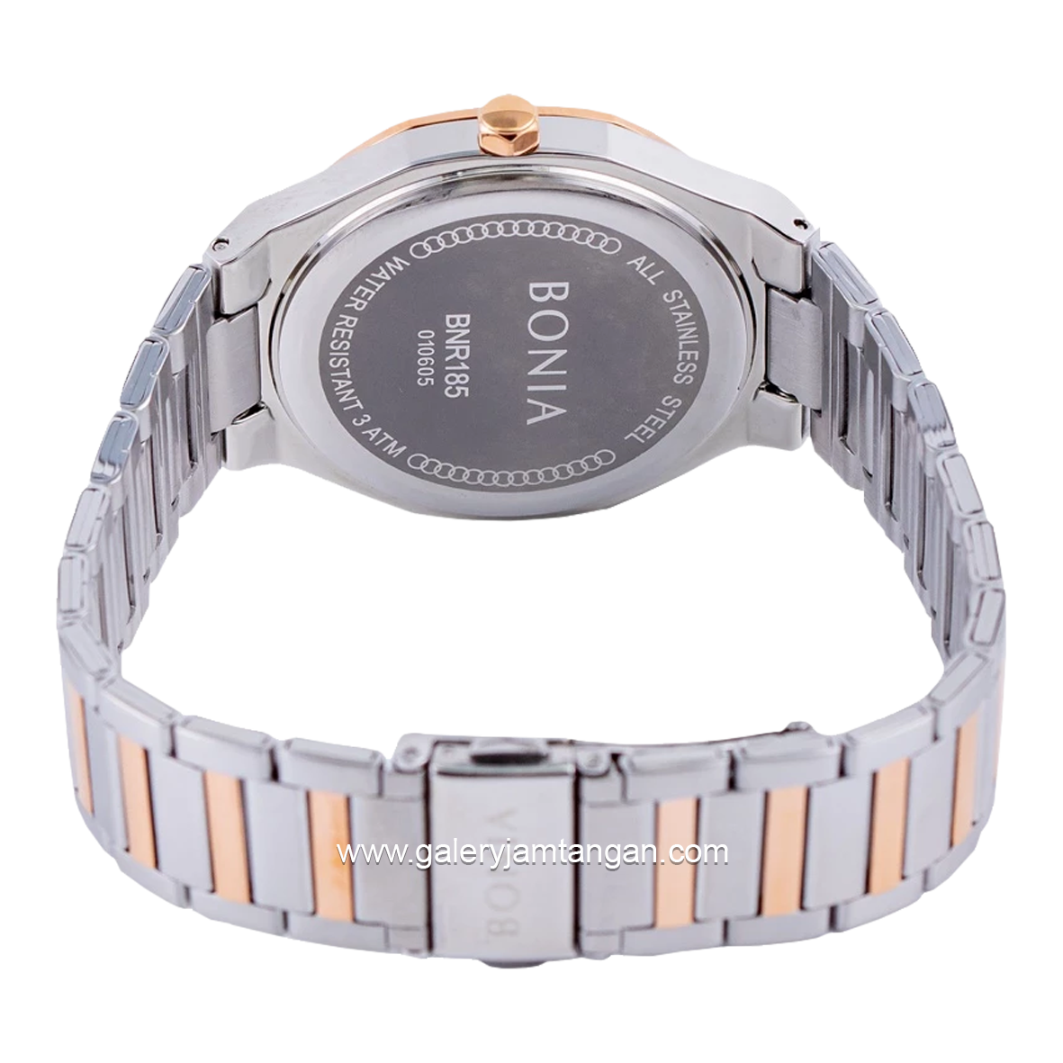 BONIA BNR185-1632 Silver Rosegold Dial Black Stainless Steel Strap