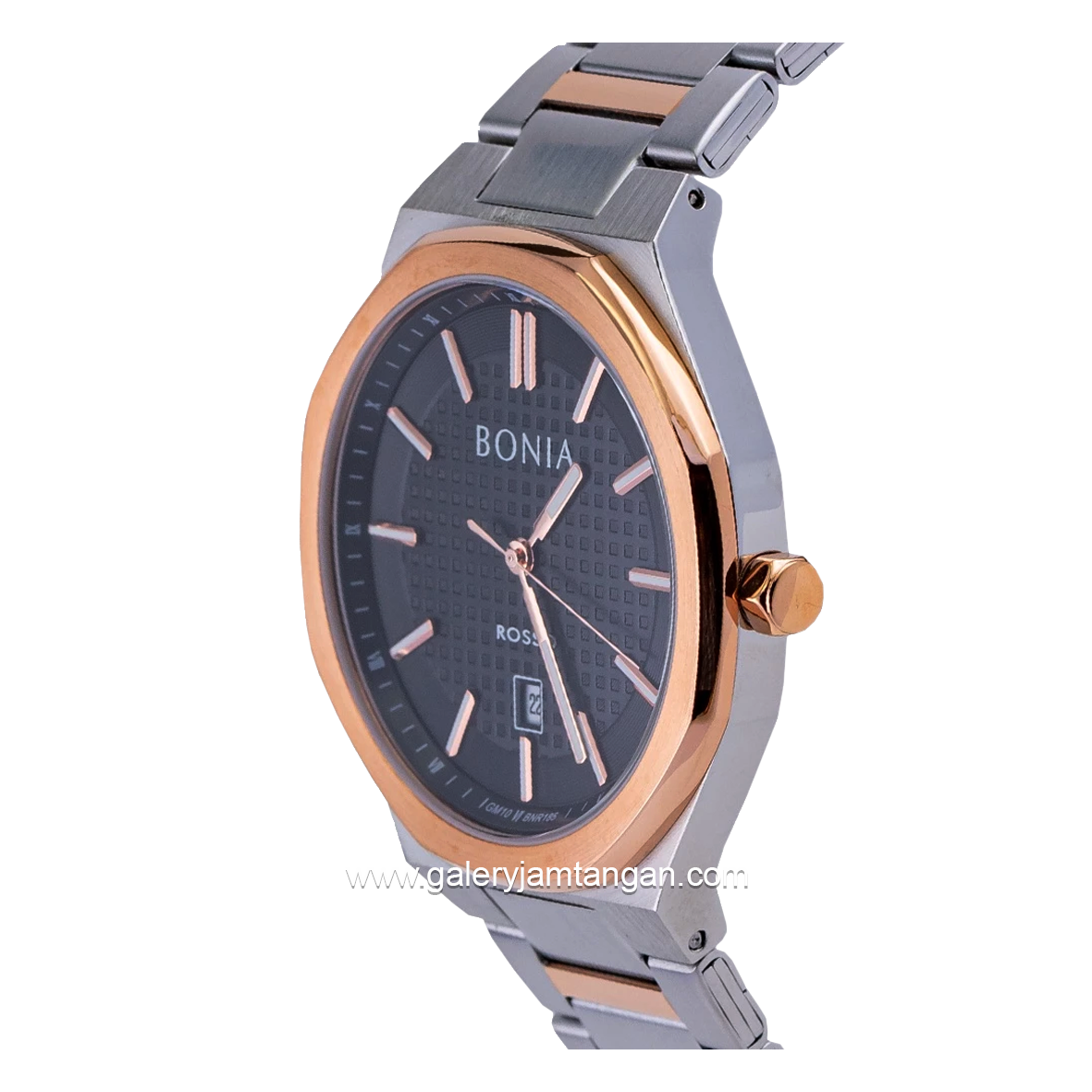BONIA BNR185-1632 Silver Rosegold Dial Black Stainless Steel Strap