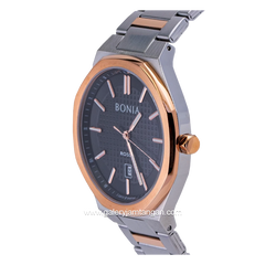 BONIA BNR185-1632 Silver Rosegold Dial Black Stainless Steel Strap