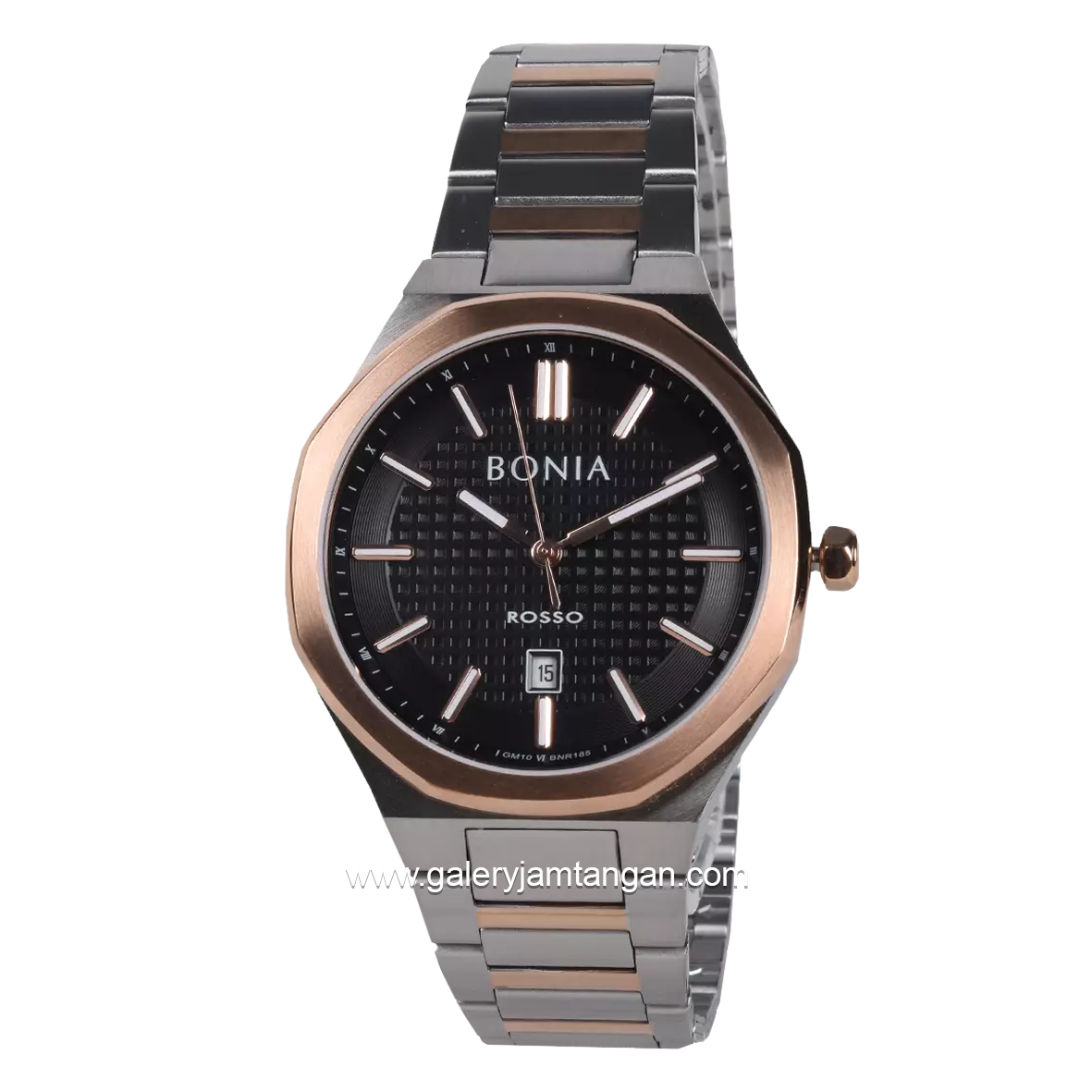 BONIA BNR185-1632 Silver Rosegold Dial Black Stainless Steel Strap
