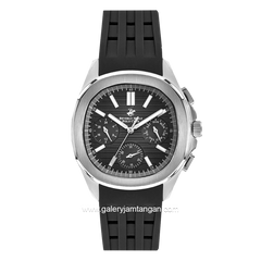 Beverly Hills Polo Club BP3211X.351 Watch Black Silver Multifunction Rubber Strap