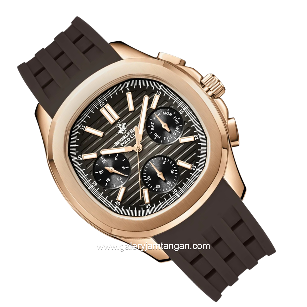BEVERLY HILLS POLO CLUB BP3211X.462 Brown Rubber Strap