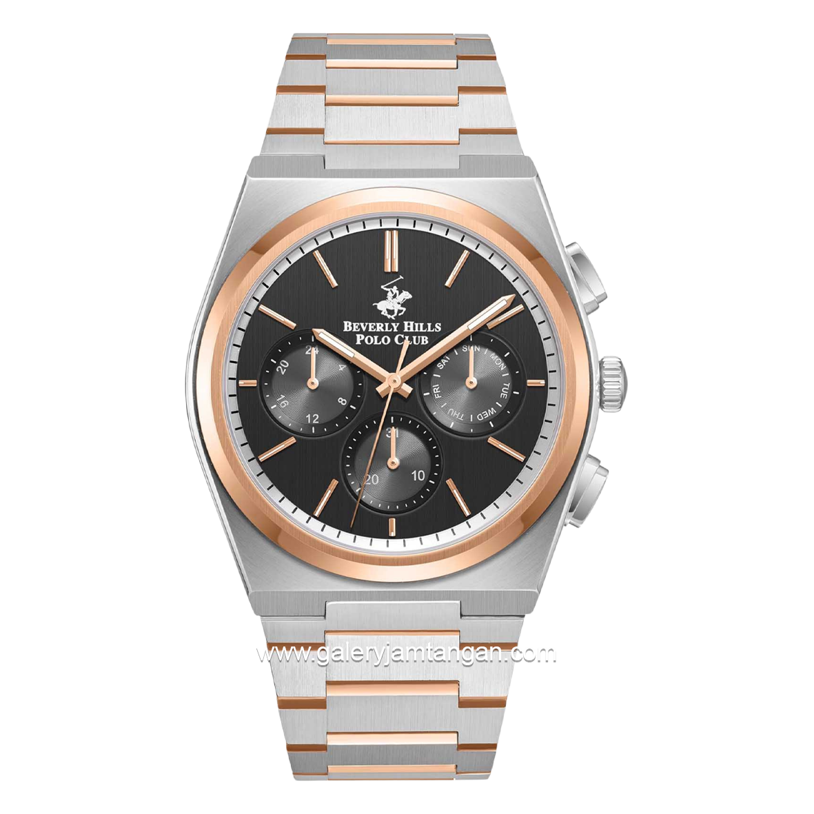 BEVERLY HILLS POLO CLUB BP3381X.550 Silver Rosegold Dial Black
