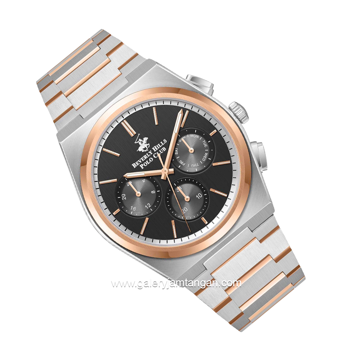 BEVERLY HILLS POLO CLUB BP3381X.550 Silver Rosegold Dial Black