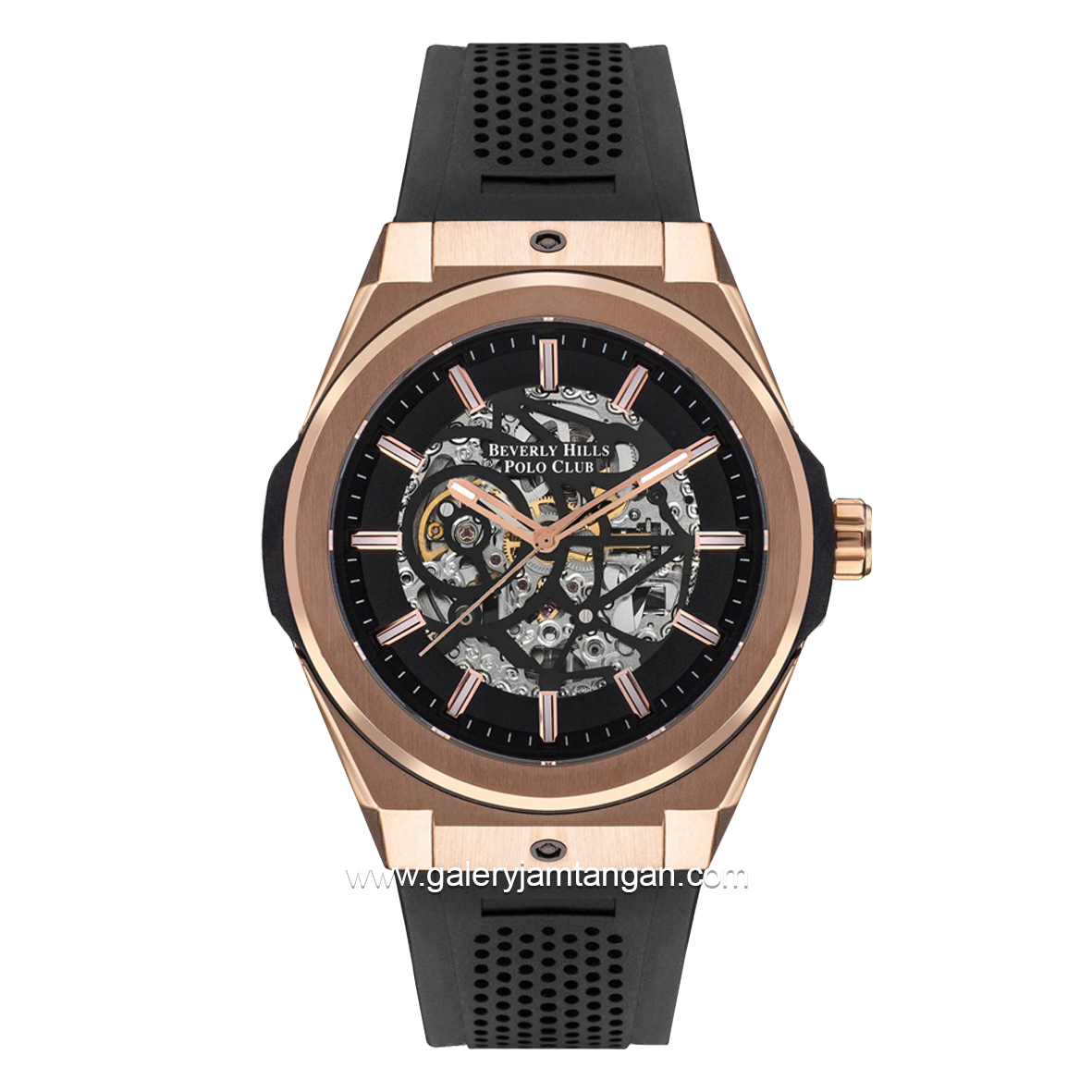 Beverly Hills Polo Club BP3636X.451 Automatic Black Rosegold Rubber Strap