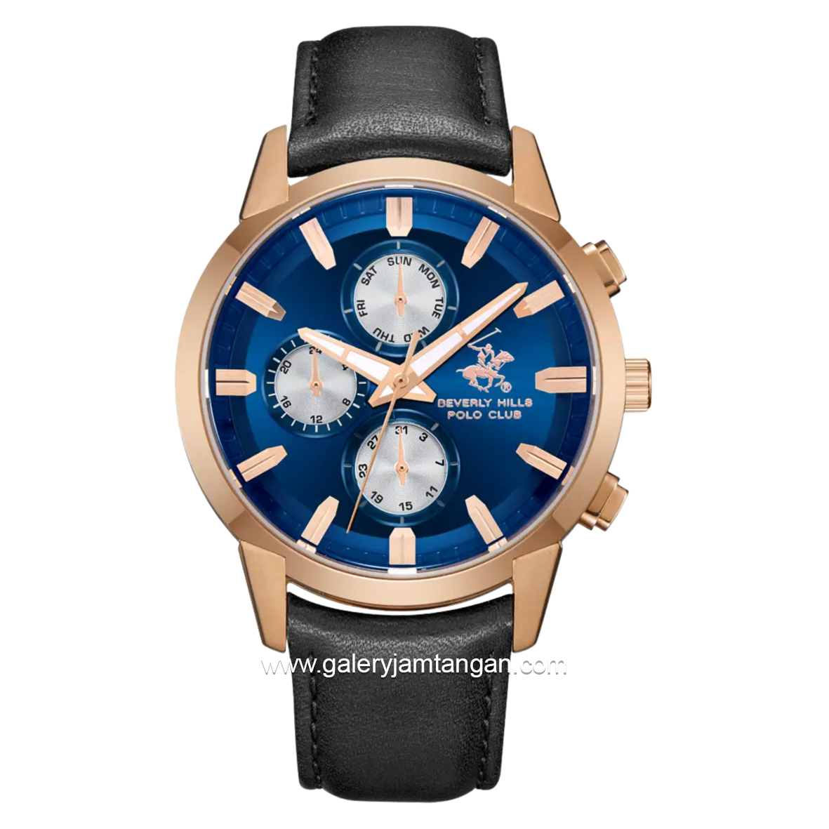BEVERLY HILLS POLO CLUB BP3666X.499 Black Dial Blue Leather Strap