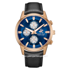 BEVERLY HILLS POLO CLUB BP3666X.499 Black Dial Blue Leather Strap