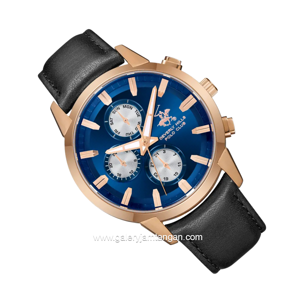 BEVERLY HILLS POLO CLUB BP3666X.499 Black Dial Blue Leather Strap