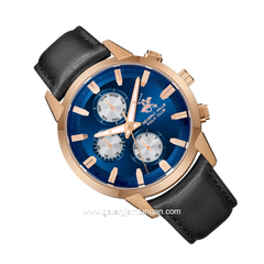 BEVERLY HILLS POLO CLUB BP3666X.499 Black Dial Blue Leather Strap
