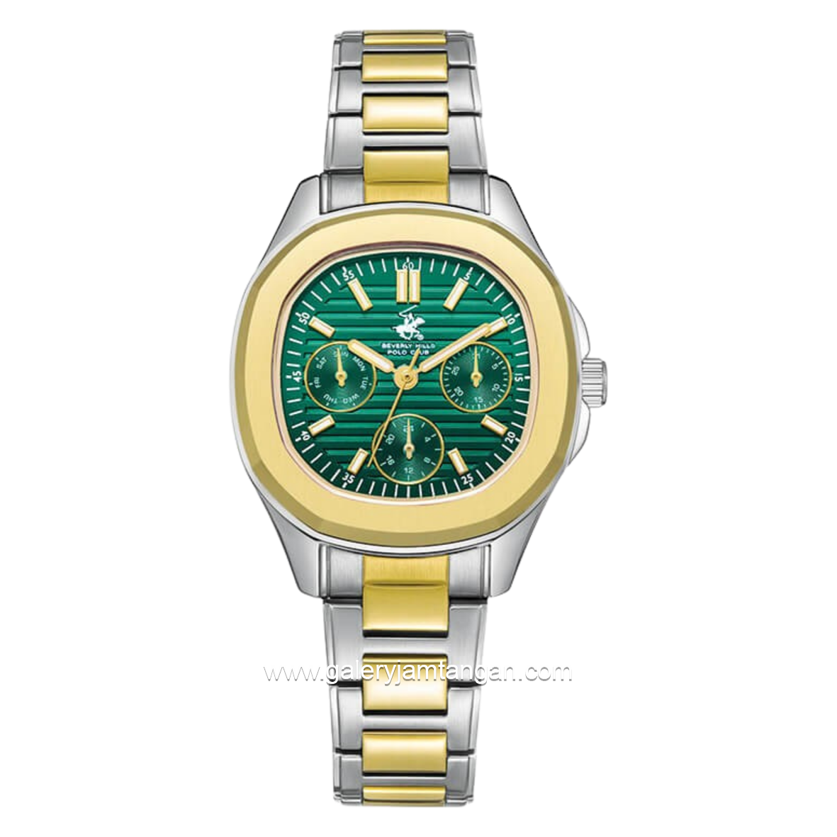 BEVERLY HILLS POLO CLUB BP3700C.270 Silver Gold Dial Green