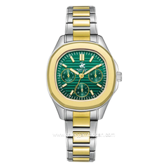 BEVERLY HILLS POLO CLUB BP3700C.270 Silver Gold Dial Green