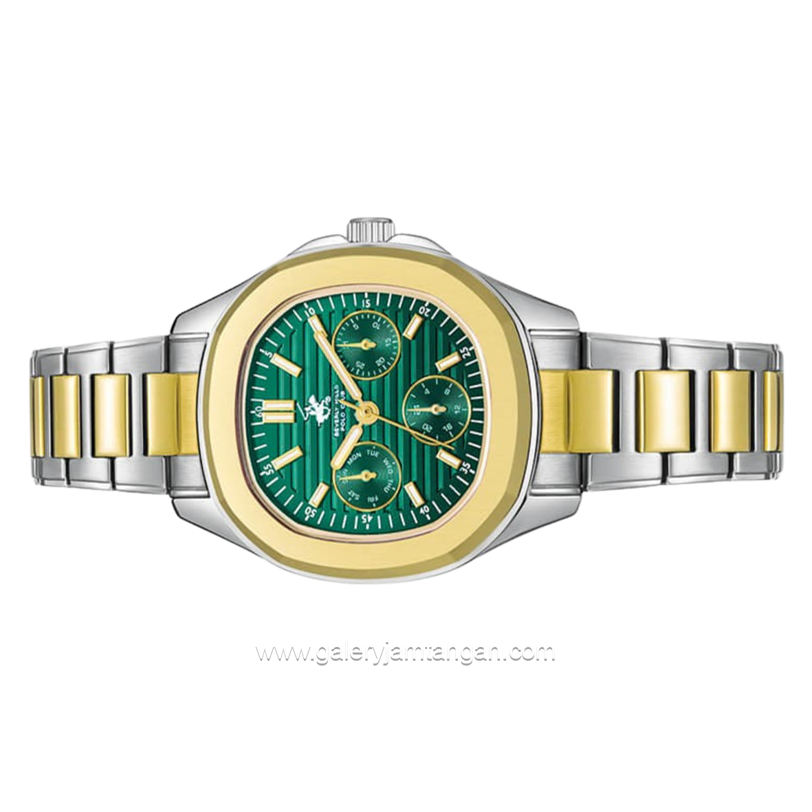 BEVERLY HILLS POLO CLUB BP3700C.270 Silver Gold Dial Green