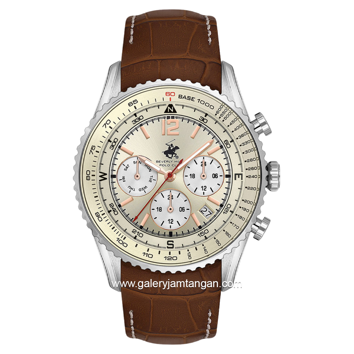 BEVERLY HILLS POLO CLUB BP3723X.375 Brown Leather Strap