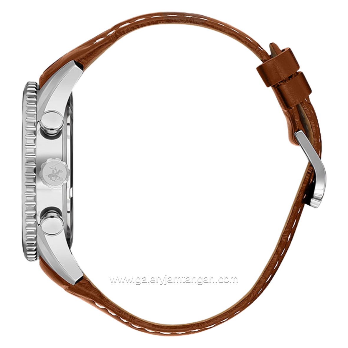 BEVERLY HILLS POLO CLUB BP3723X.375 Brown Leather Strap