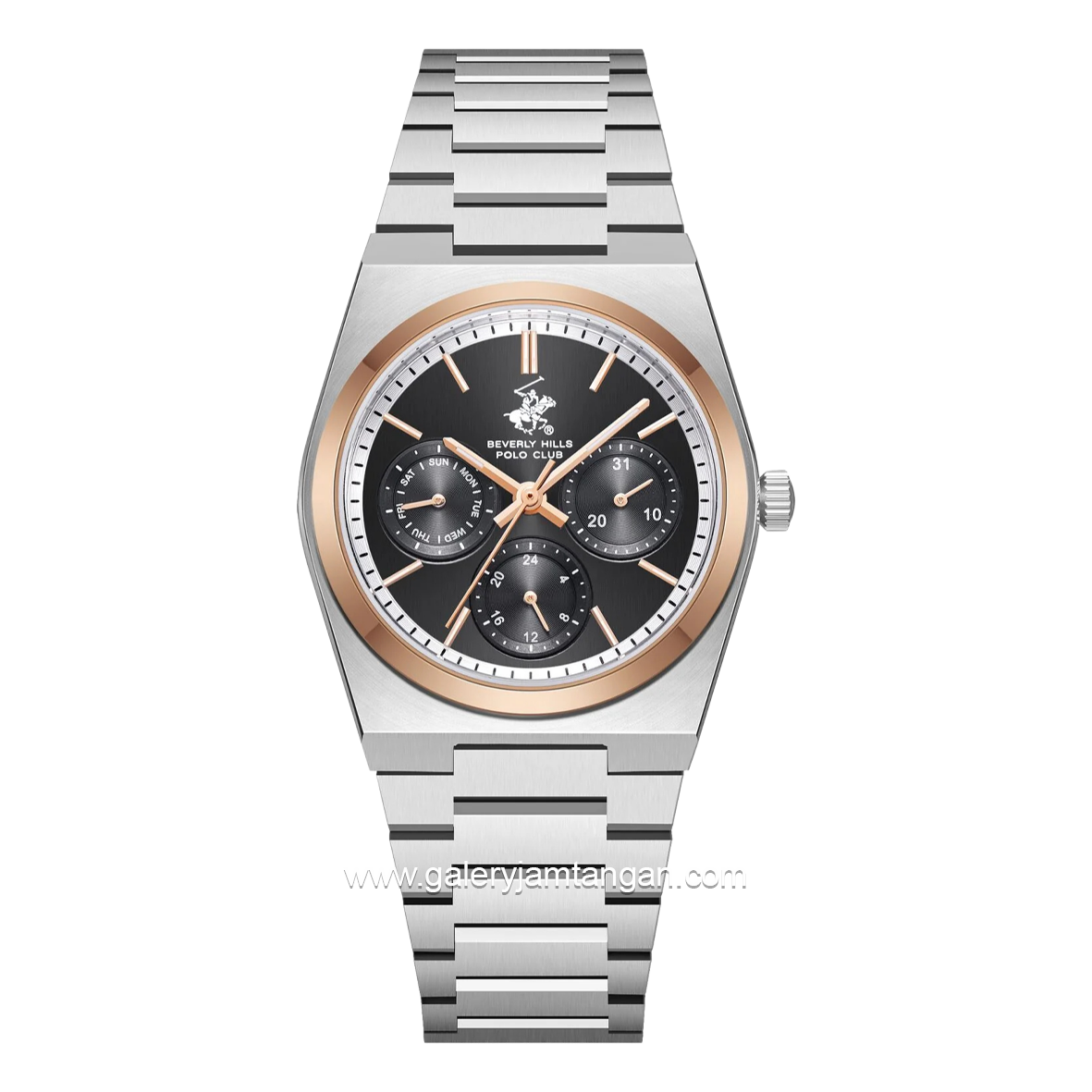 BEVERLY HILLS POLO CLUB BP3754X.550 Silver Rosegold Dial Black