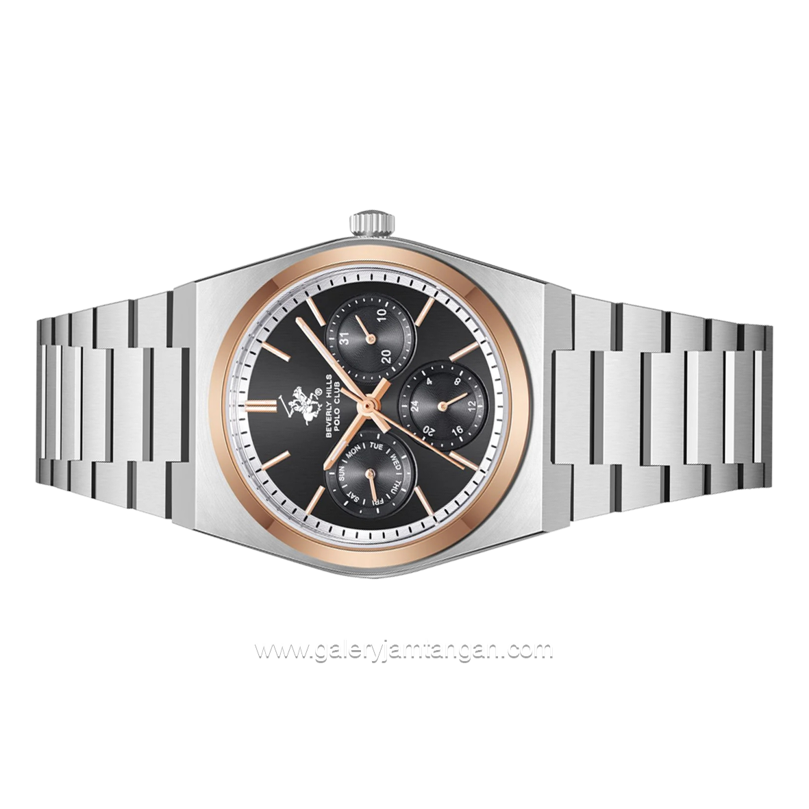 BEVERLY HILLS POLO CLUB BP3754X.550 Silver Rosegold Dial Black
