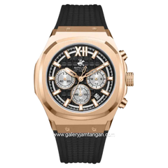 BEVERLY HILLS POLO CLUB BP3785X.451 Black Rosegold Rubber Strap