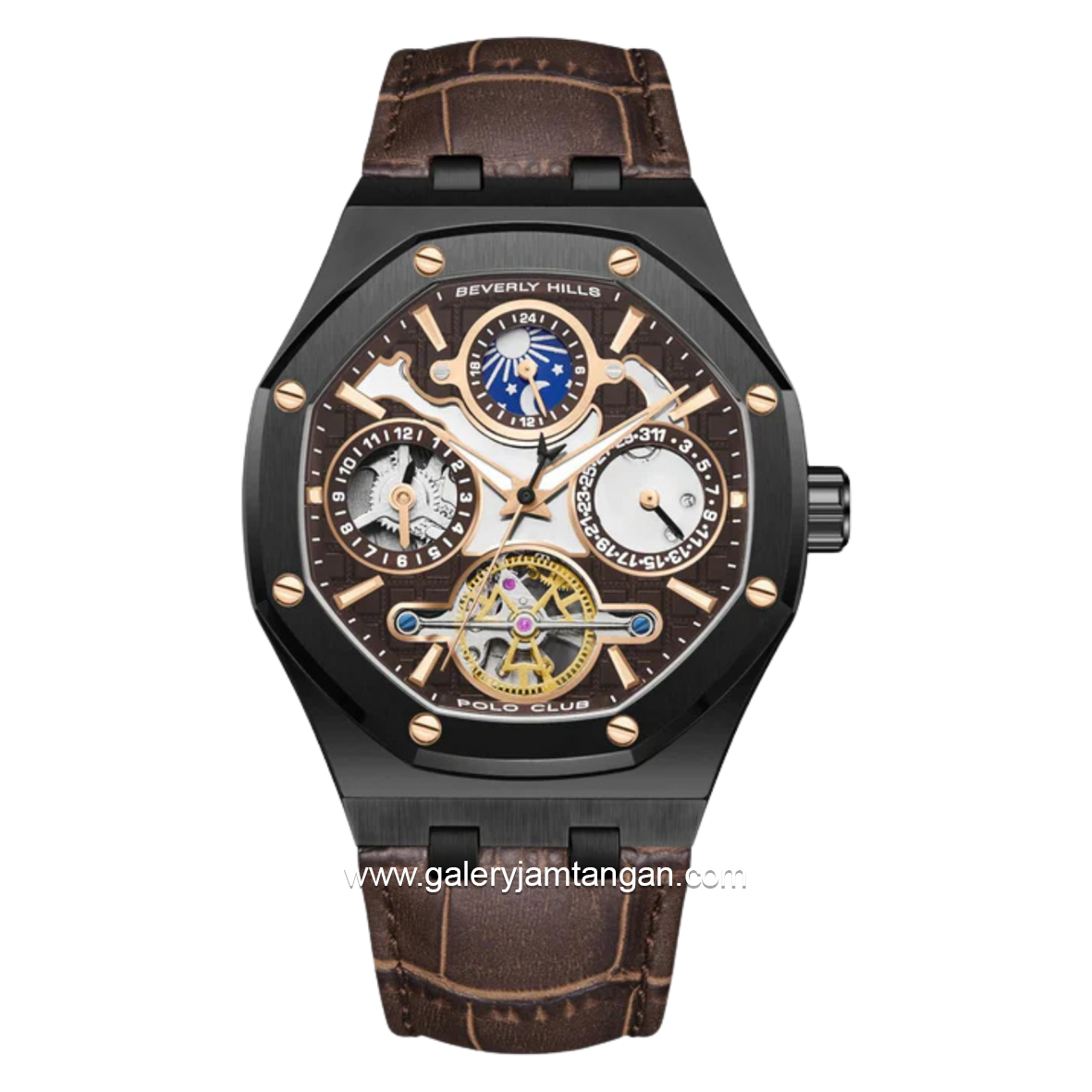 Beverly Hills Polo Club BP3787X.042 Automatic Brown Leather Strap