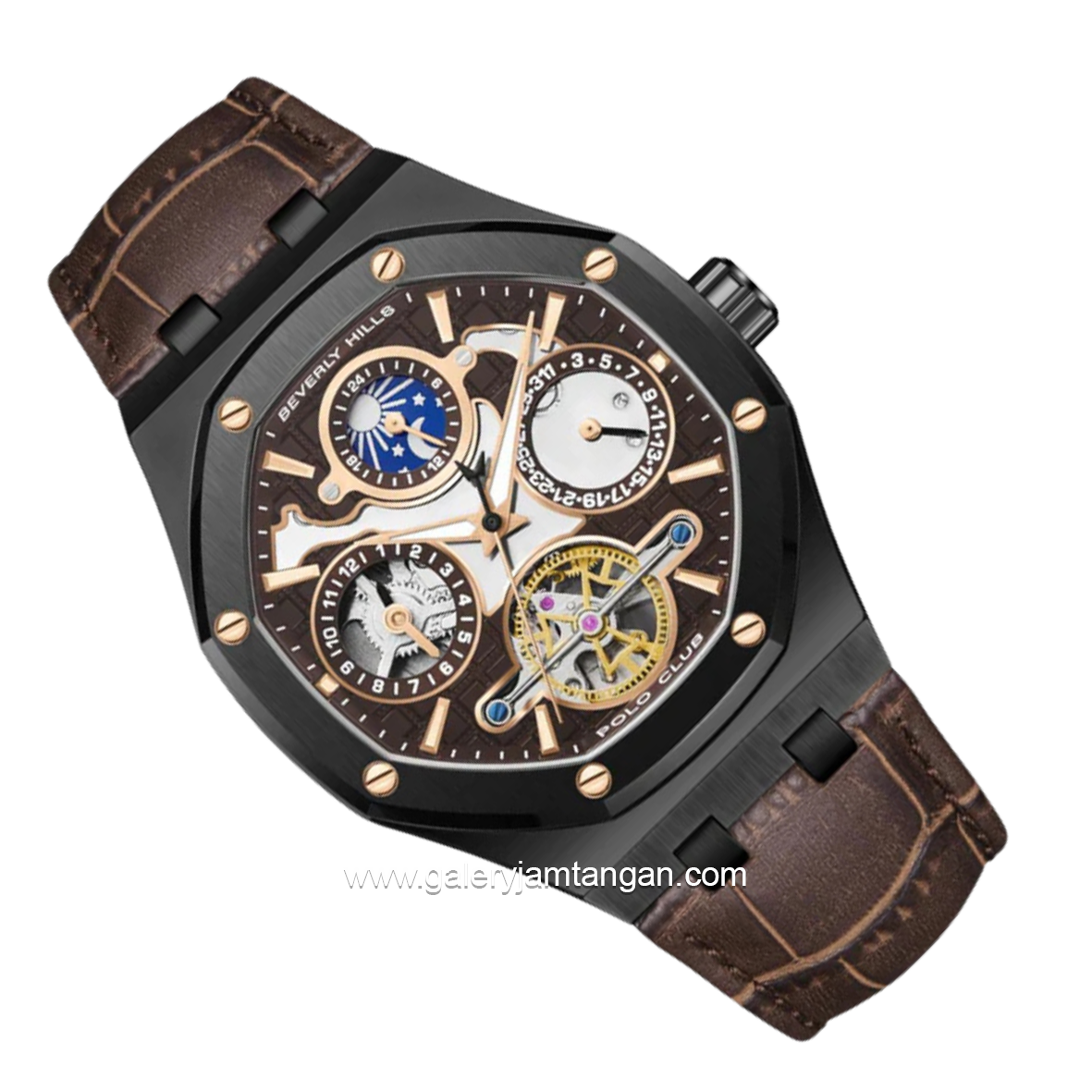 Beverly Hills Polo Club BP3787X.042 Automatic Brown Leather Strap