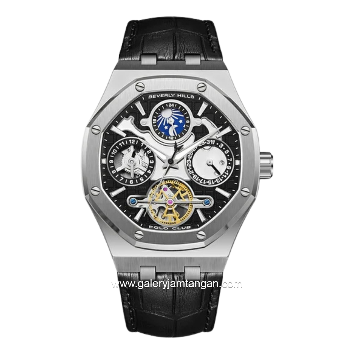 Beverly Hills Polo Club BP3787X.351 Automatic Black Leather Strap
