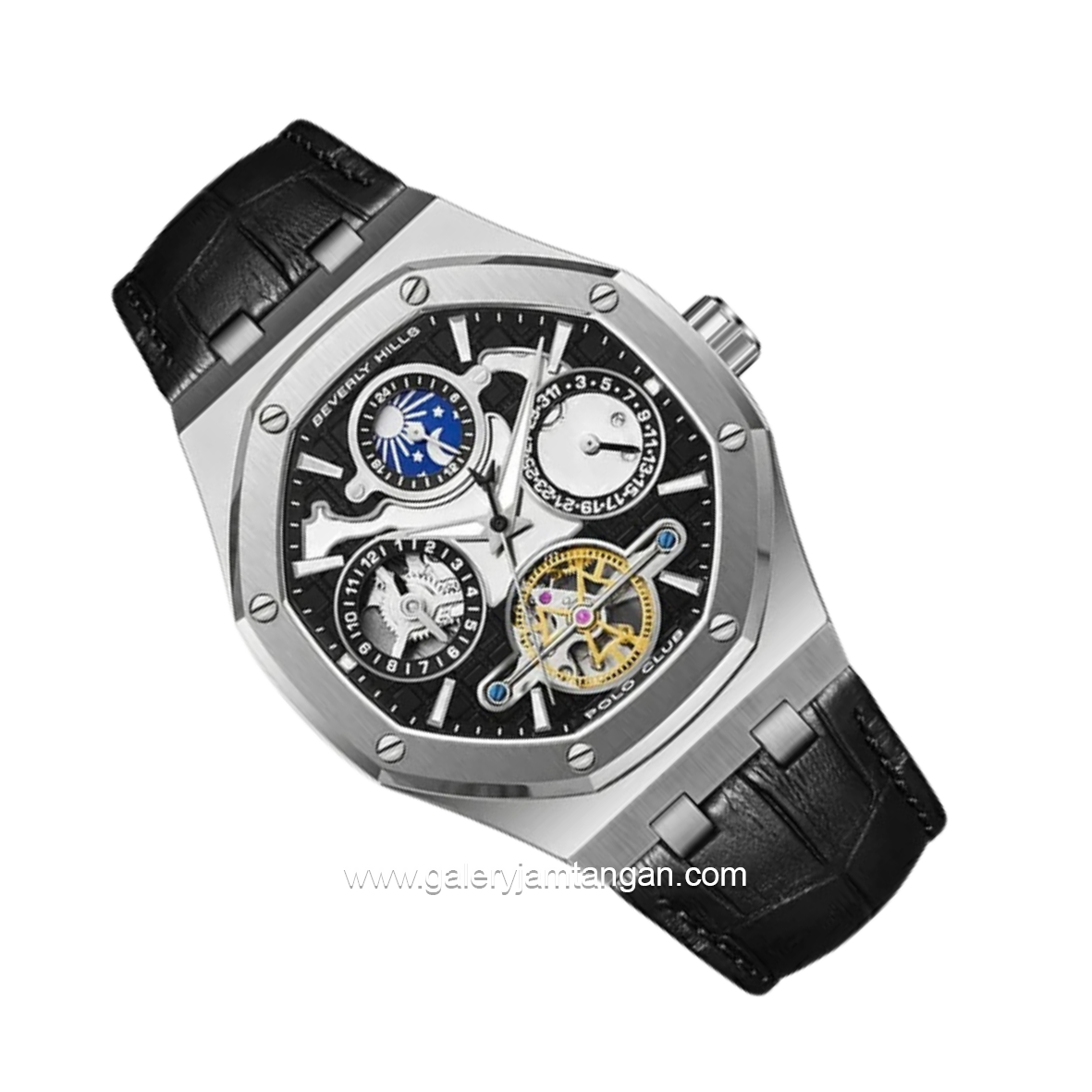 Beverly Hills Polo Club BP3787X.351 Automatic Black Leather Strap