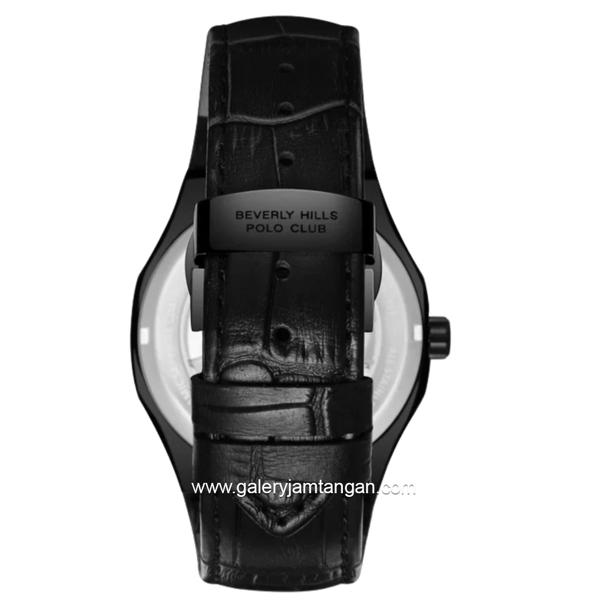 BEVERLY HILLS POLO CLUB BP3787X.651 Automatic Full Black Leather Strap