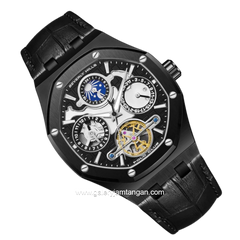 BEVERLY HILLS POLO CLUB BP3787X.651 Automatic Full Black Leather Strap