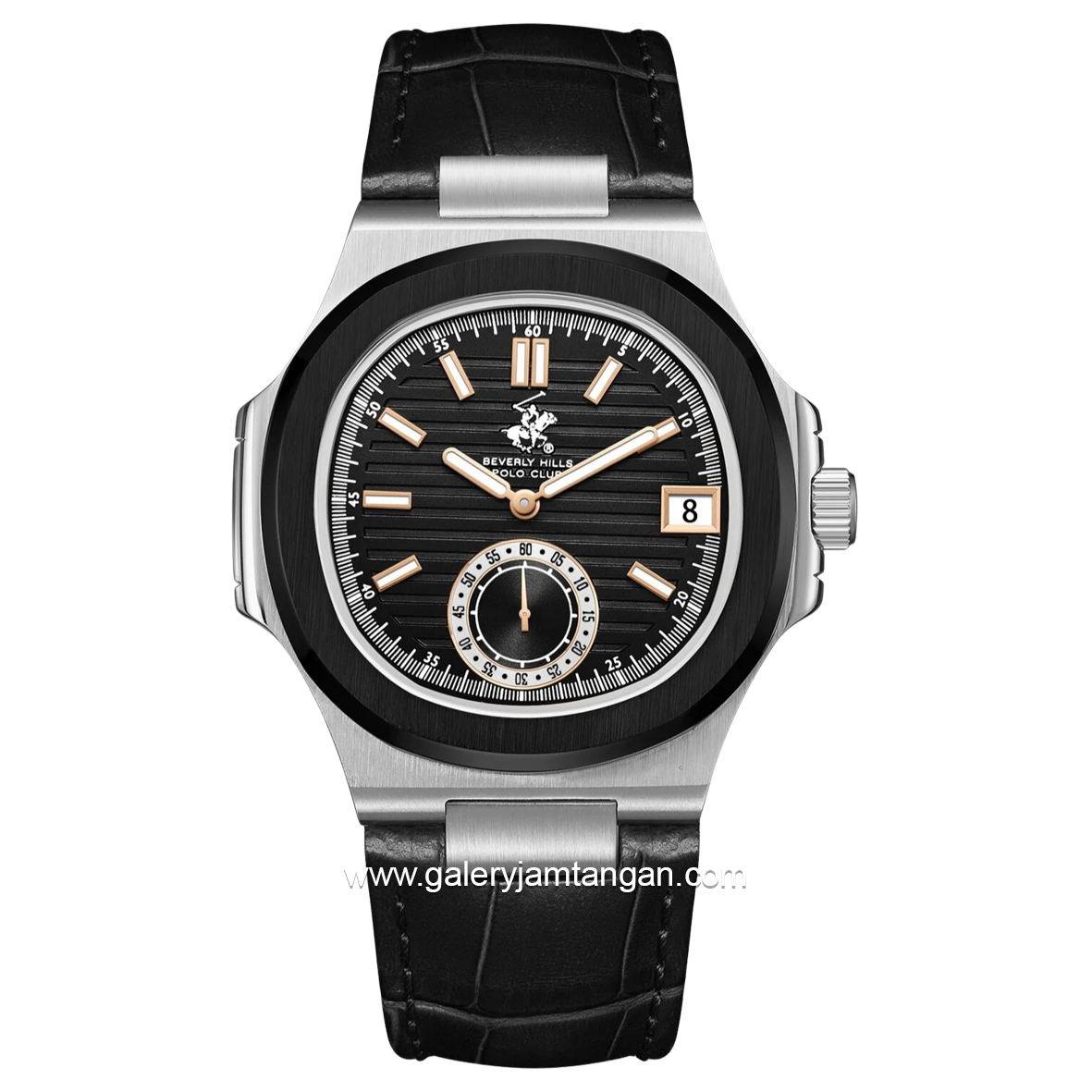 BEVERLY HILLS POLO CLUB BP3792X.361 Black Leather Strap