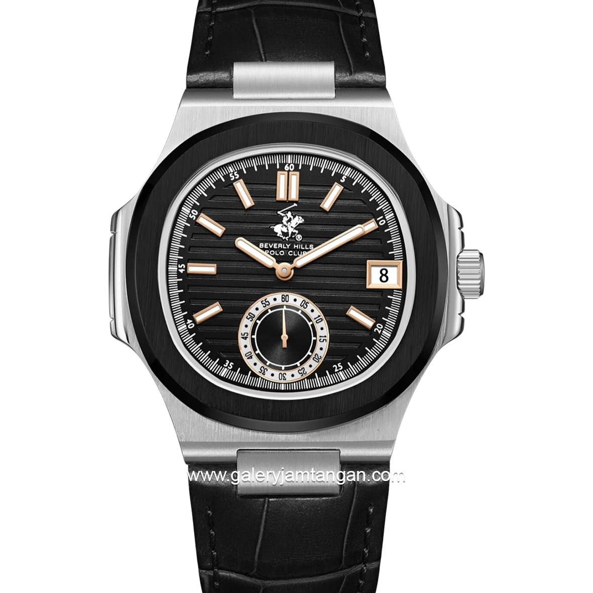 BEVERLY HILLS POLO CLUB BP3792X.361 Black Leather Strap