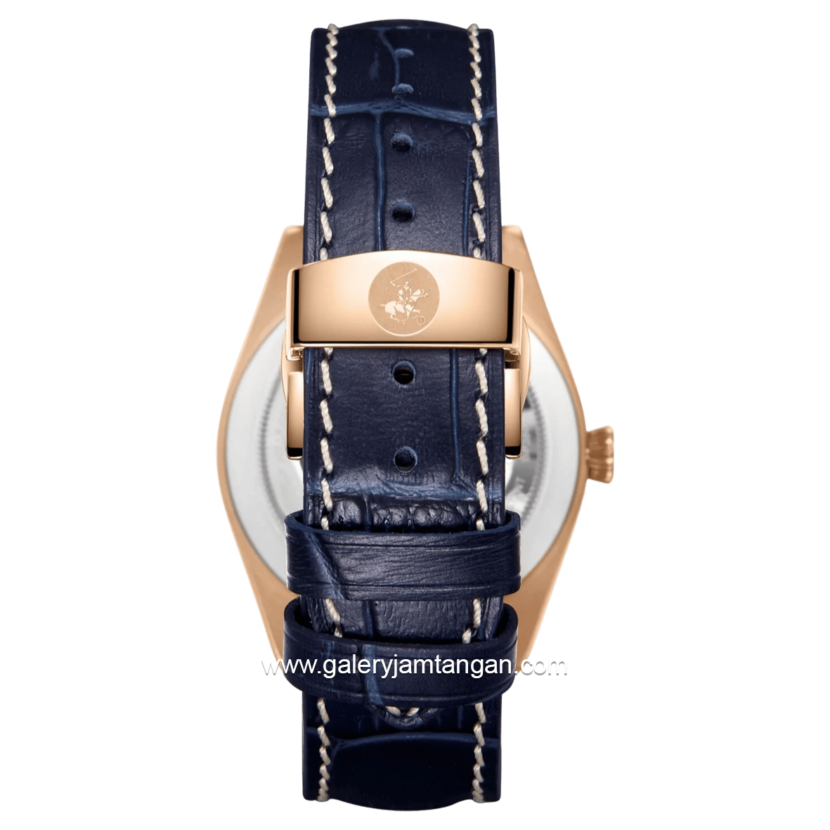 Beverly Hills Polo Club BP3807X.599 Navy Rosegold Leather Strap