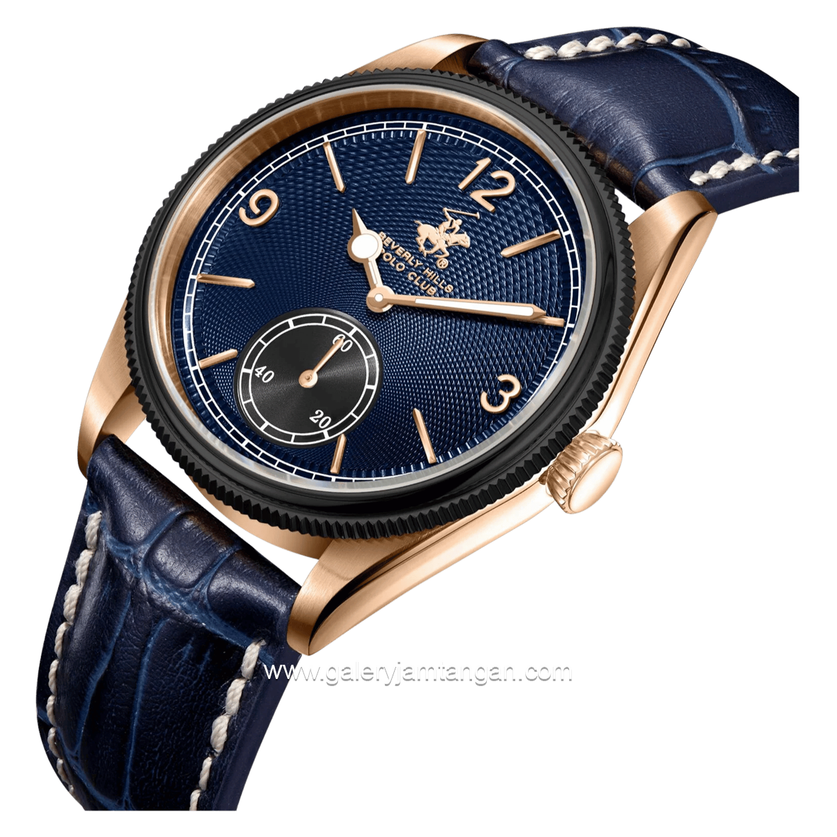 Beverly Hills Polo Club BP3807X.599 Navy Rosegold Leather Strap