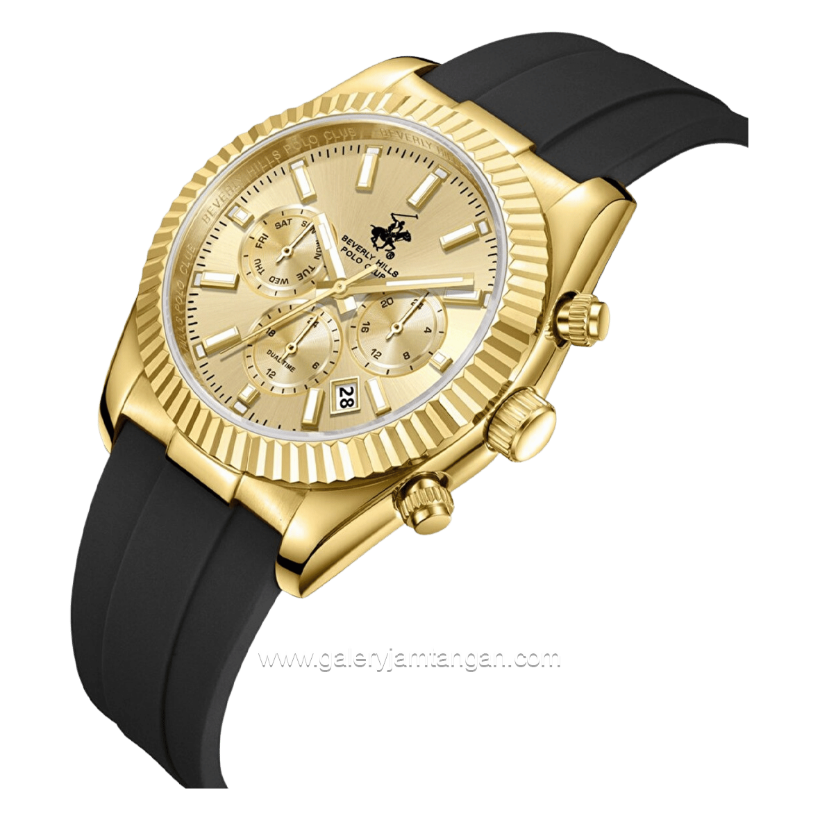 BEVERLY HILLS POLO CLUB BP3836X.111 Black Gold Silicone Strap